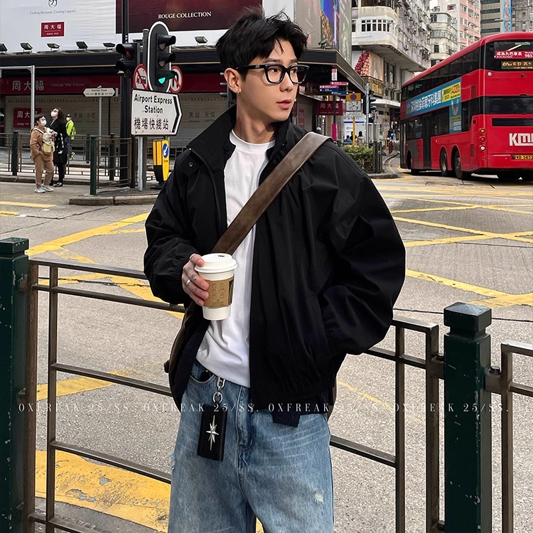 大码三防水教练夹克男款春秋立领美式工装外套正肩机能户外冲锋衣