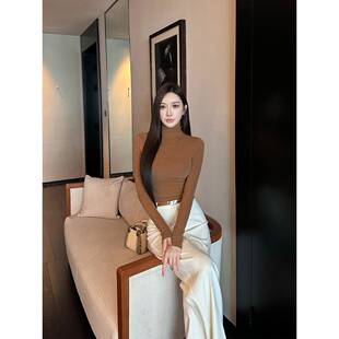 SX善喜4色入磨毛针织堆堆领长袖T恤内搭上衣女弹力修身气质打底衫