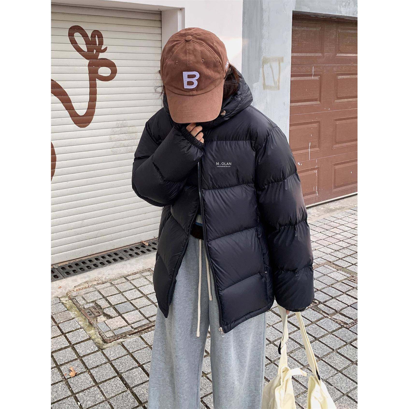 摩岚羽绒服女短款秋冬季新款户外女士韩版白鸭绒连帽小个子面包服