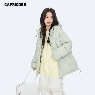 CAPRICORN 美式休闲纯色连帽棉服女冬季加厚防寒保暖棉衣外套男潮