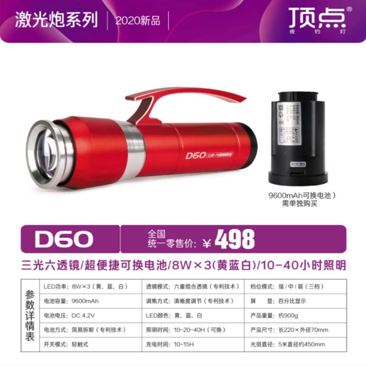 三友顶点户外照明灯休闲夜钓灯野钓鱼灯