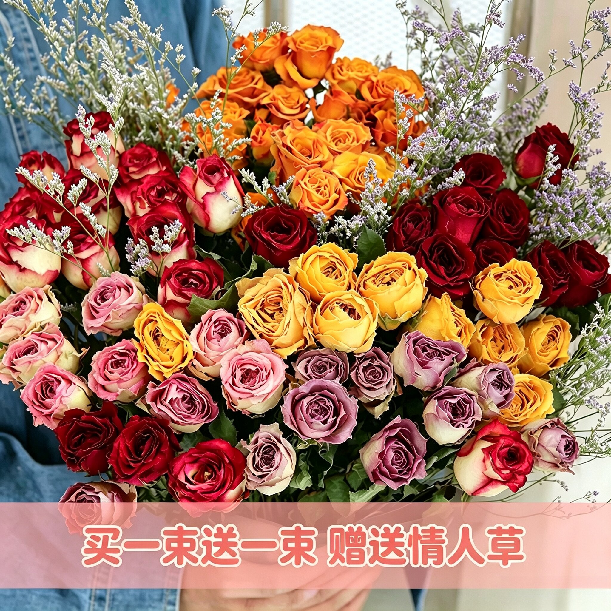 干花花束多头玫瑰风干真花复古满天星高级客厅装饰件天然拍照摆设
