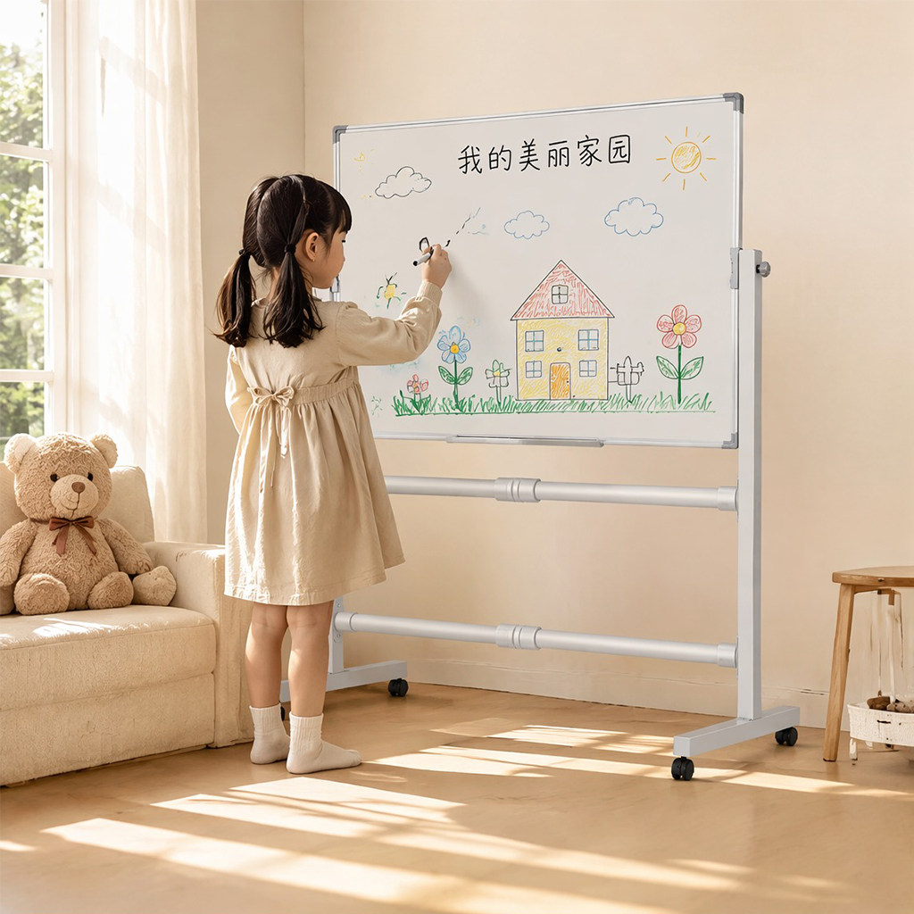 齐富白板写字板支架式可擦移动磁性书写家用教学办公会议立式带轮子车间看板大黑板双面画板留言板直播记事板