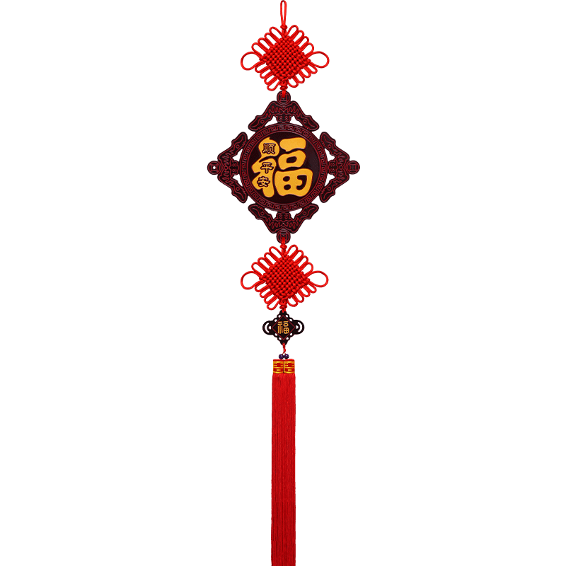 中国结桃木雕福字高档客厅装饰