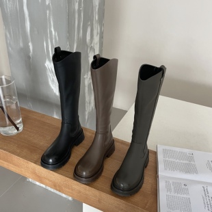 悦薇女鞋过膝长筒马丁靴女2022新款秋冬长统靴秋季英伦风瘦瘦短靴