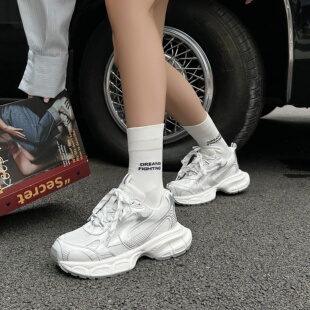 悦薇正品旗舰高品质女鞋闪晶老爹鞋女网面透气弹性鞋底百搭休闲鞋