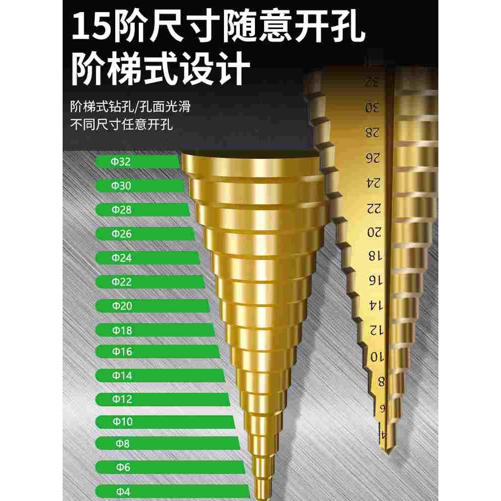 保联麻花宝塔钻头合金不锈钢专用扩孔器含钴开孔器金属阶梯钻套装