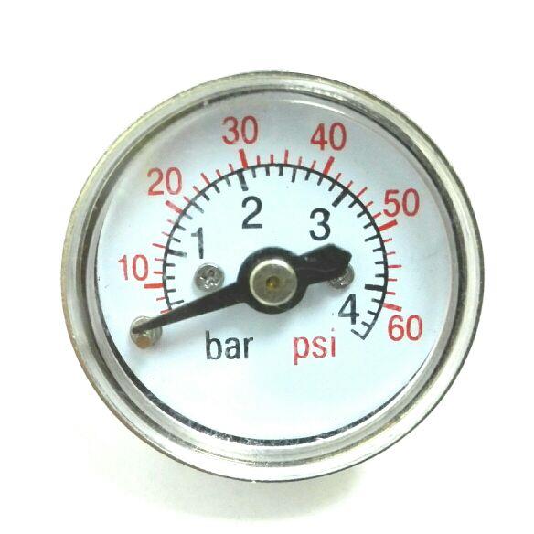 轴向压力表 直径25mm 压力 4bar 60psi PT1/8 电镀外壳 背面螺纹