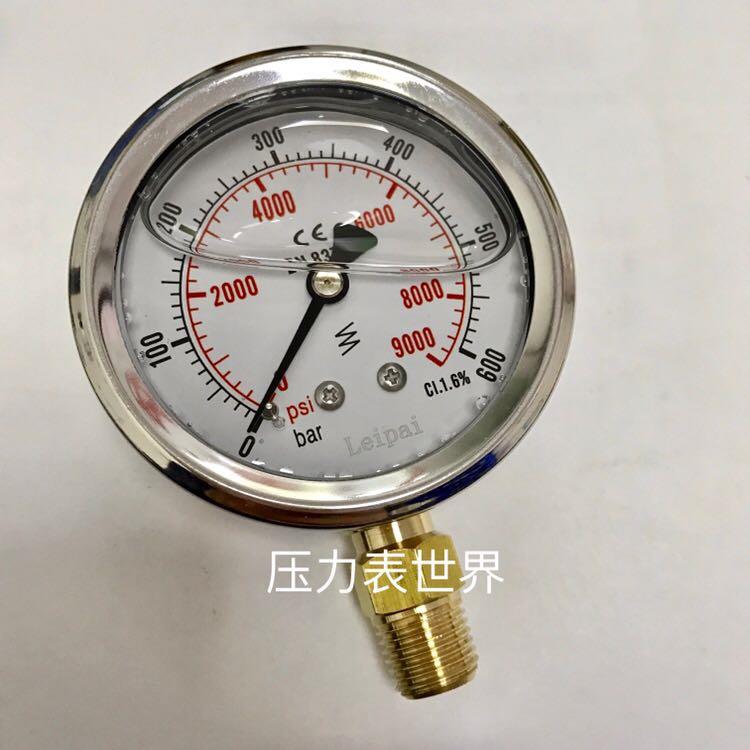 油压表 压力0-600bar 9000psi 直径62-68mm 铜螺纹 ZG1/4 径向
