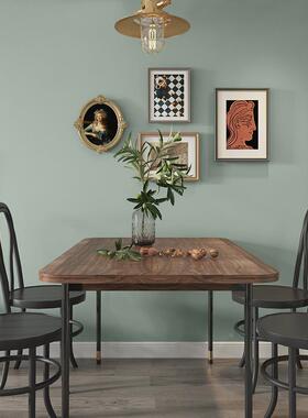 2023新款墙纸自粘伦敦雾绿色色莫兰迪卧室客厅背景墙家用壁纸贴纸