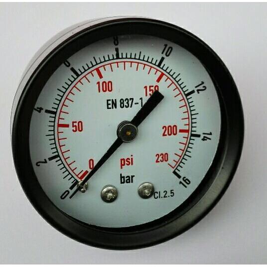 气动压力表（MA-50-1.6-ZG1/4-MPA,C445)轴向 压力16bar 230psi