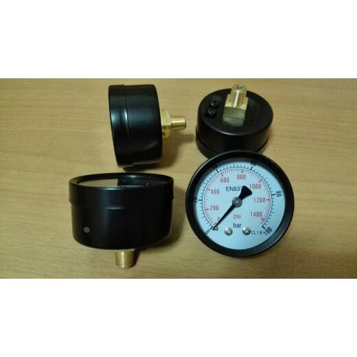 轴向气体压力表 100bar 1400psi 背出式液体压力表 直径50mm y-50