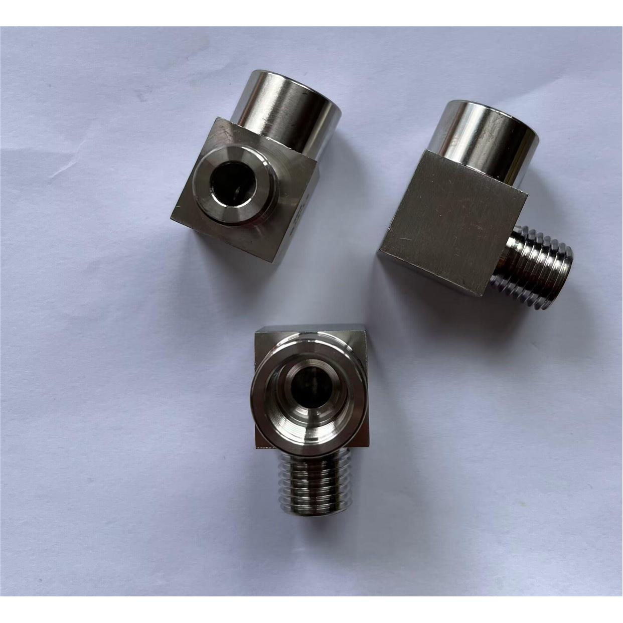 不锈钢内外丝直角弯头 G1/4-M14x1.5 内螺纹G1/4 外螺纹M14x1.5