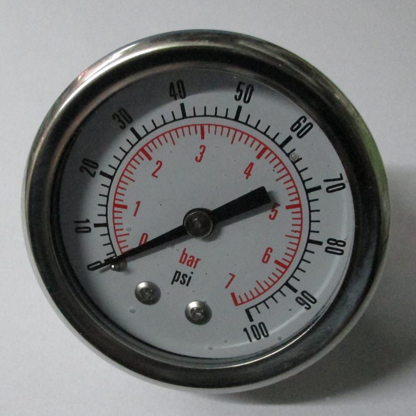 轴向耐震压力表 背接式 yn-40z 0~7bar 0-100psi 直径40mm 47mm