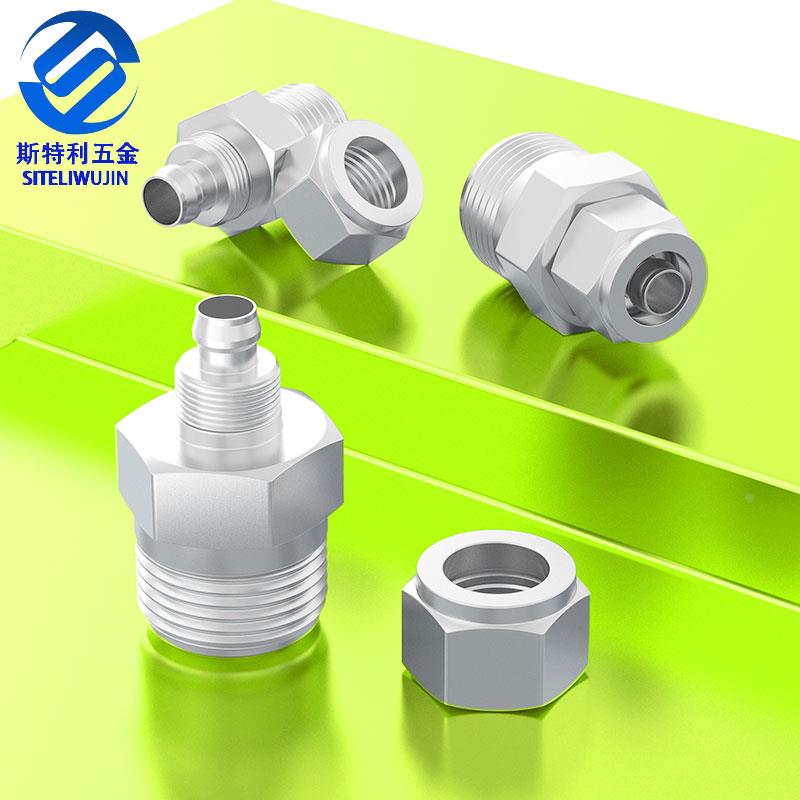 304/316不锈钢快拧直通终端接头四氟管软管PU管直通快拧接头1/4-8