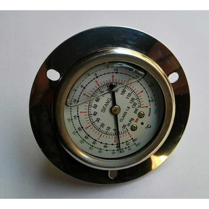 冷媒压力表量程-0.1-1.5MPa直径60mm连接方式轴向冷媒介质R22氟里