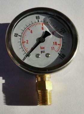 外壳背后63mm不锈钢耐震压力表，压力11bar/160psi螺纹1/4npt径向