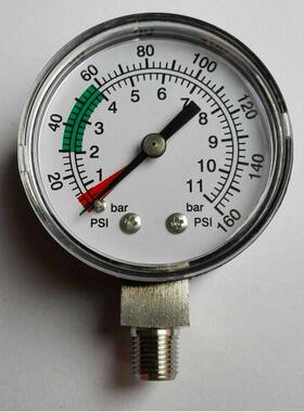 定制塑料外壳不锈钢接头压力表 160psi 11bar yf-50 带红色、绿色