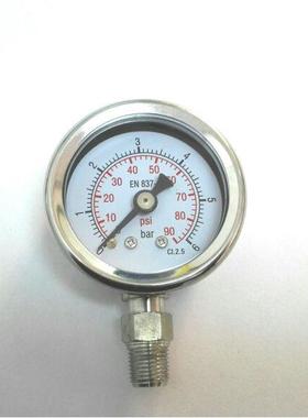 40mm 不锈钢压力表 防腐 耐高温 压力6bar 90psi 后外壳直径41mm