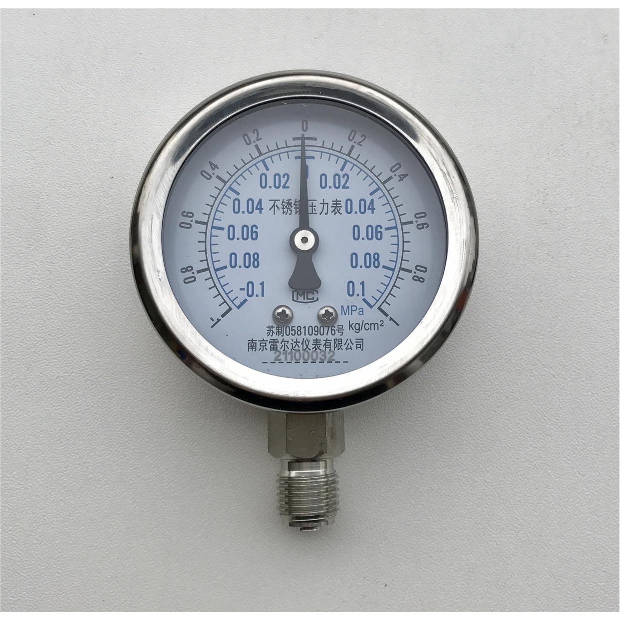 不锈钢压力真空表 yz-60bf -0.1~+0.1mpa -1～1kg/cm2 直径60mm