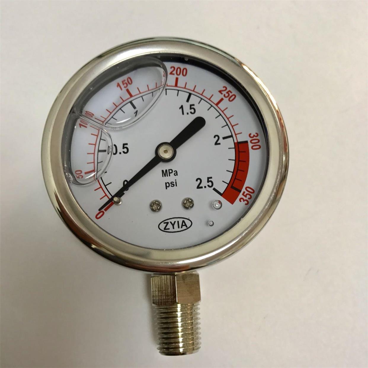油压压力表 压力0-2.5mpa 0-350psi 螺纹ZG1/4 外壳直径61-68mm