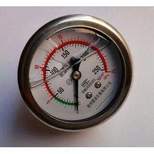 轴向无边无安装支架充油防震压力表直经63mm压力25mpa 250kg G1/4