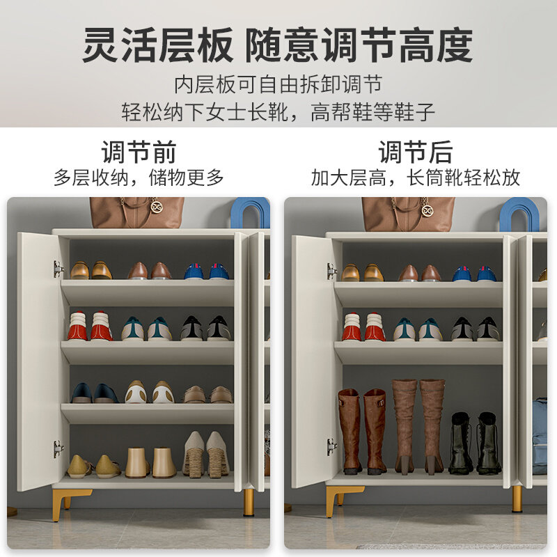 。奶油风鞋柜家用门口楼道外玄关柜一体新款爆款组装收纳置物柜鞋