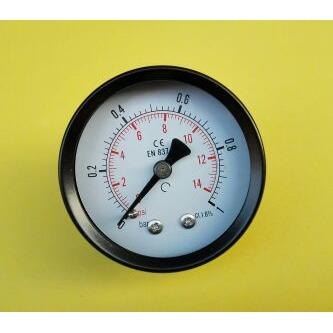 轴向气体压力表 直径50mm 压力0-1bar 14.5psi y-50z 英文双刻度