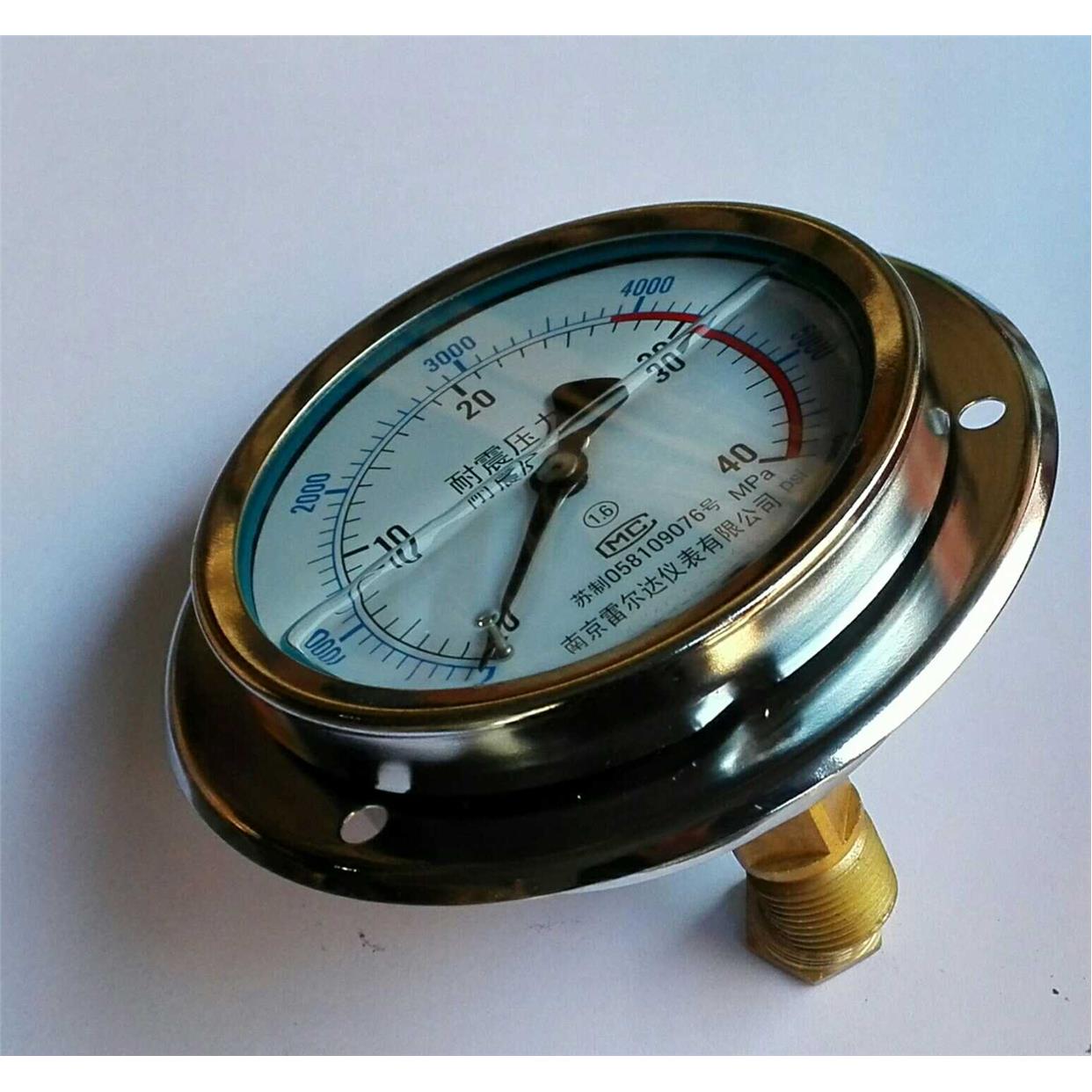 轴向带边内充进口硅油防冻耐震压力表tyn-100zt 0-40mpa 5800psi