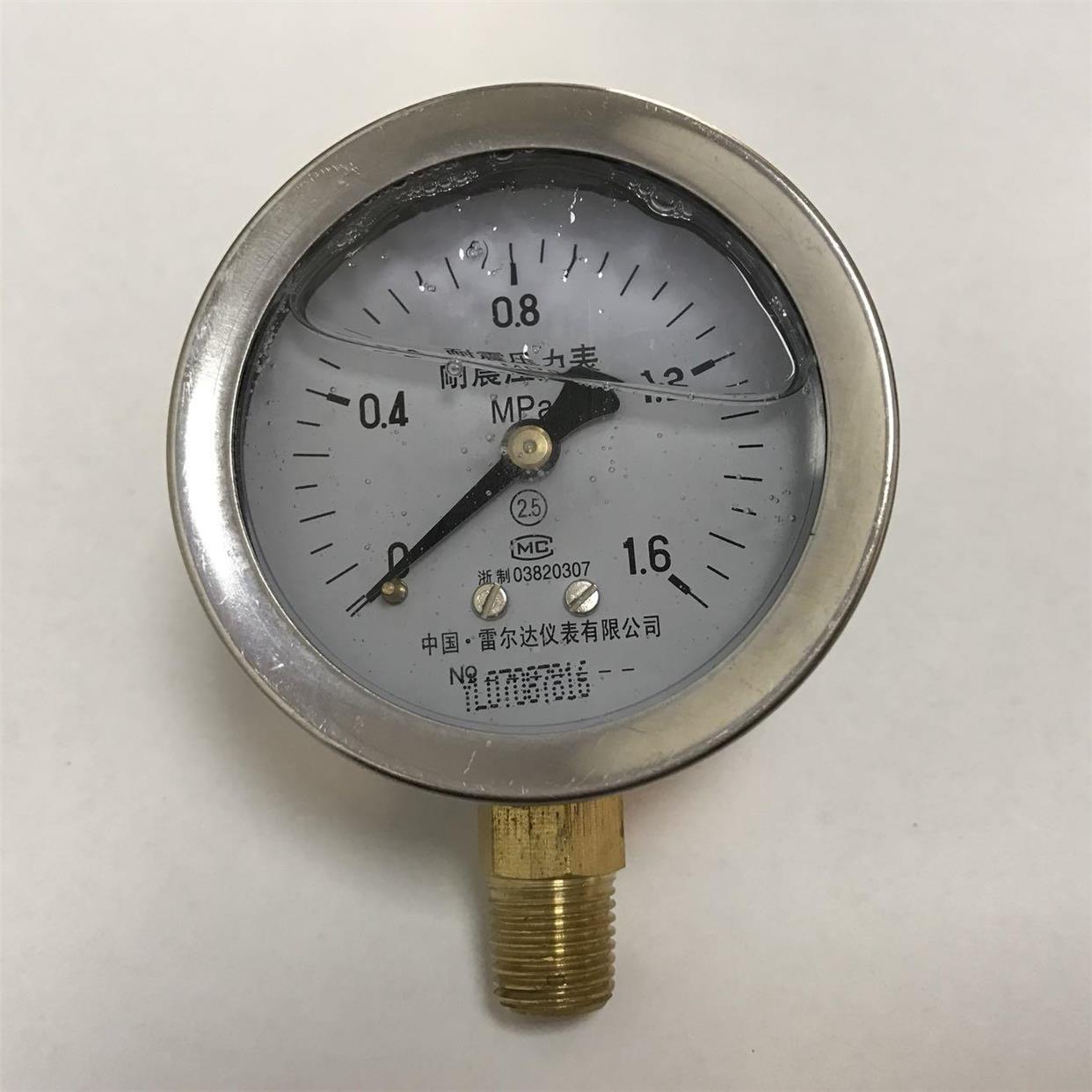 雷尔达耐震压力表 YN-60 0-1.6MPA 2分外螺纹 外壳直径62mm-69mm