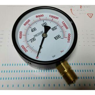 指针式双刻度指示测量压力用压力表 0-1000bar  0-14000psi y-100