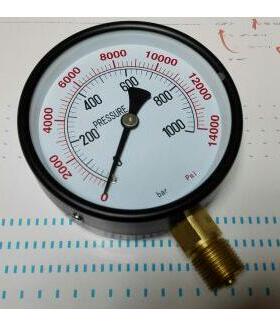 指针式双刻度指示测量压力用压力表 0-1000bar  0-14000psi y-100