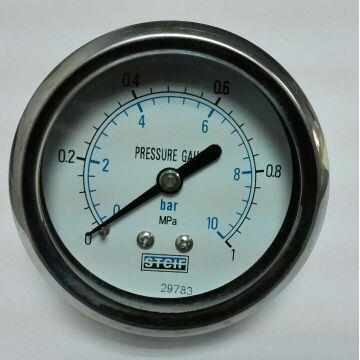 轴向不带边压力表 y-60z pressure gauge 0～1mpa 0～10bar stcif