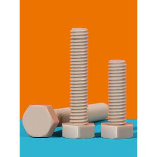 PEEK外六角螺丝M4M5M6M8M10M12-M20耐高温六角头螺栓*8x10x12-100