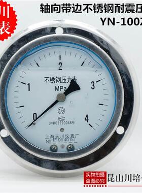 上海天川仪表厂全不锈钢轴向耐震压力表YN-100ZTBF防腐耐高温抗震