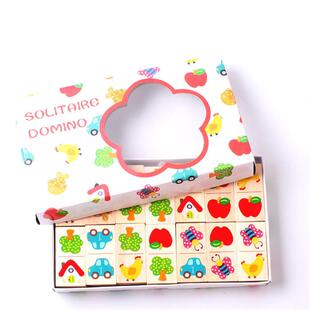 儿童木质多米诺骨牌成语接龙套装拼图益智积木幼儿园宝宝玩具