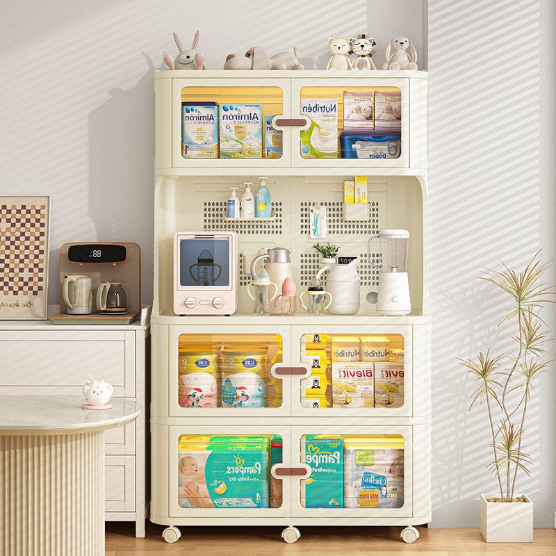 喂养台收纳柜婴儿婴儿用品置物架落地多层整理收纳柜儿童家用柜子 - 恺宝百货官营店出品