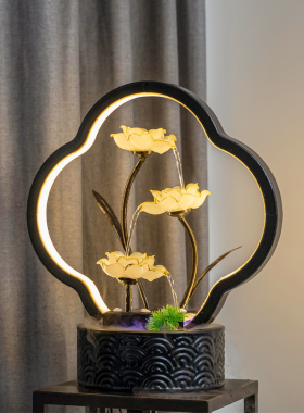 新中式流水摆件循环水客厅家居饰品玄关边几装饰水景乔迁新居礼品