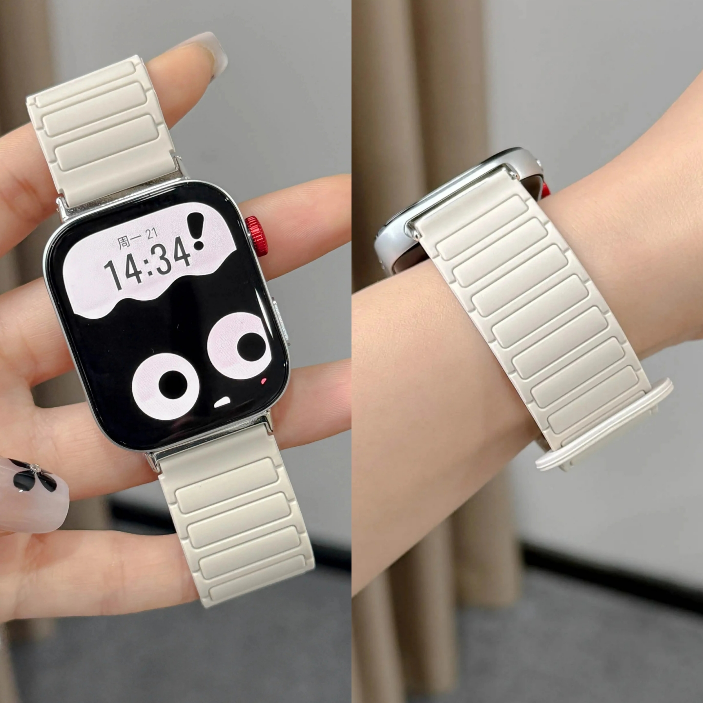 适用华为fit4手表带新款fit4pro硅胶磁吸watchfit3手腕带创意腕表fit3智能女生运动手环手表链配件高级感夏天
