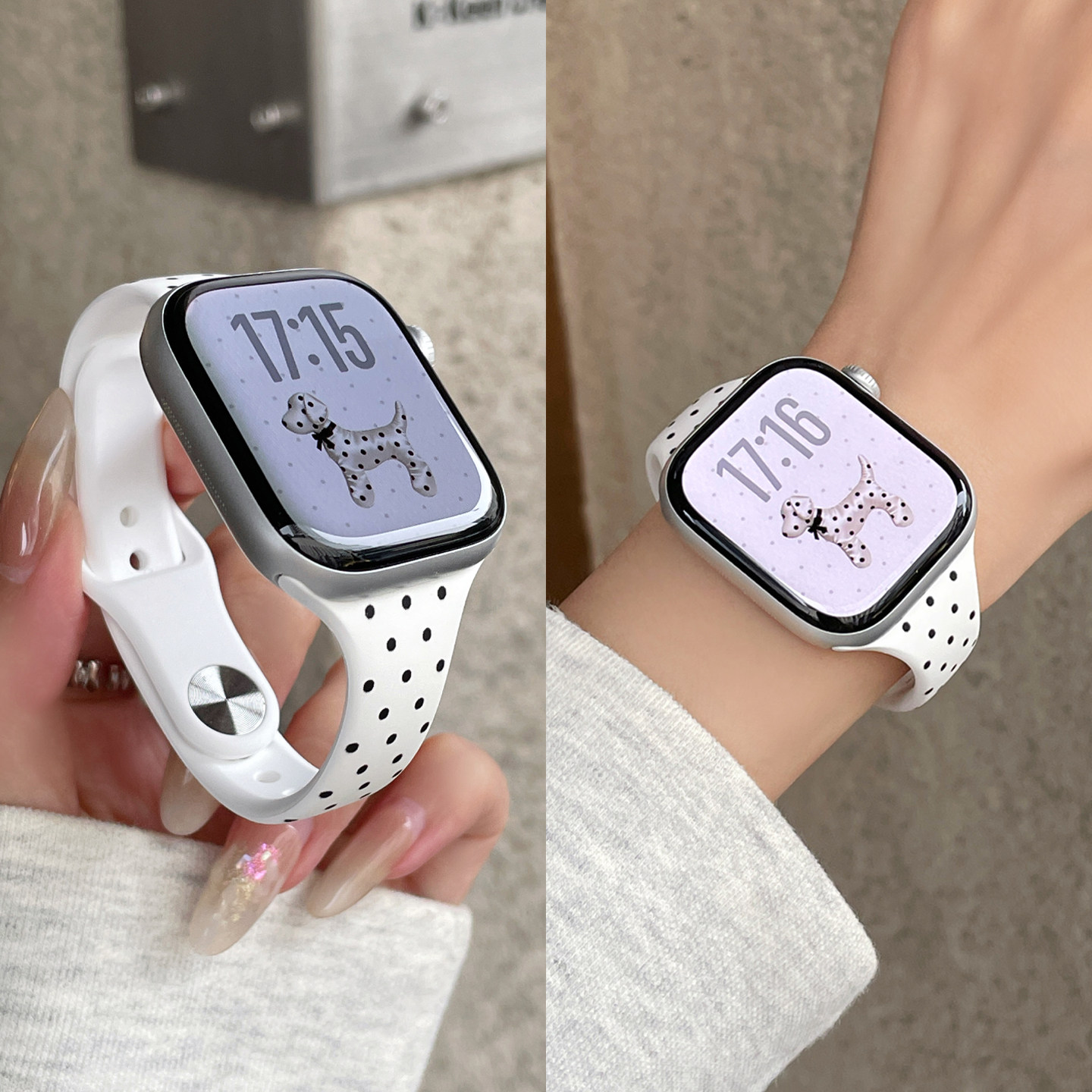 适用Apple Watch11波点硅胶表带iWatch11新款S10细款小蛮腰腕带se3运动透气Ultra2/3代男女高级感智能手表带