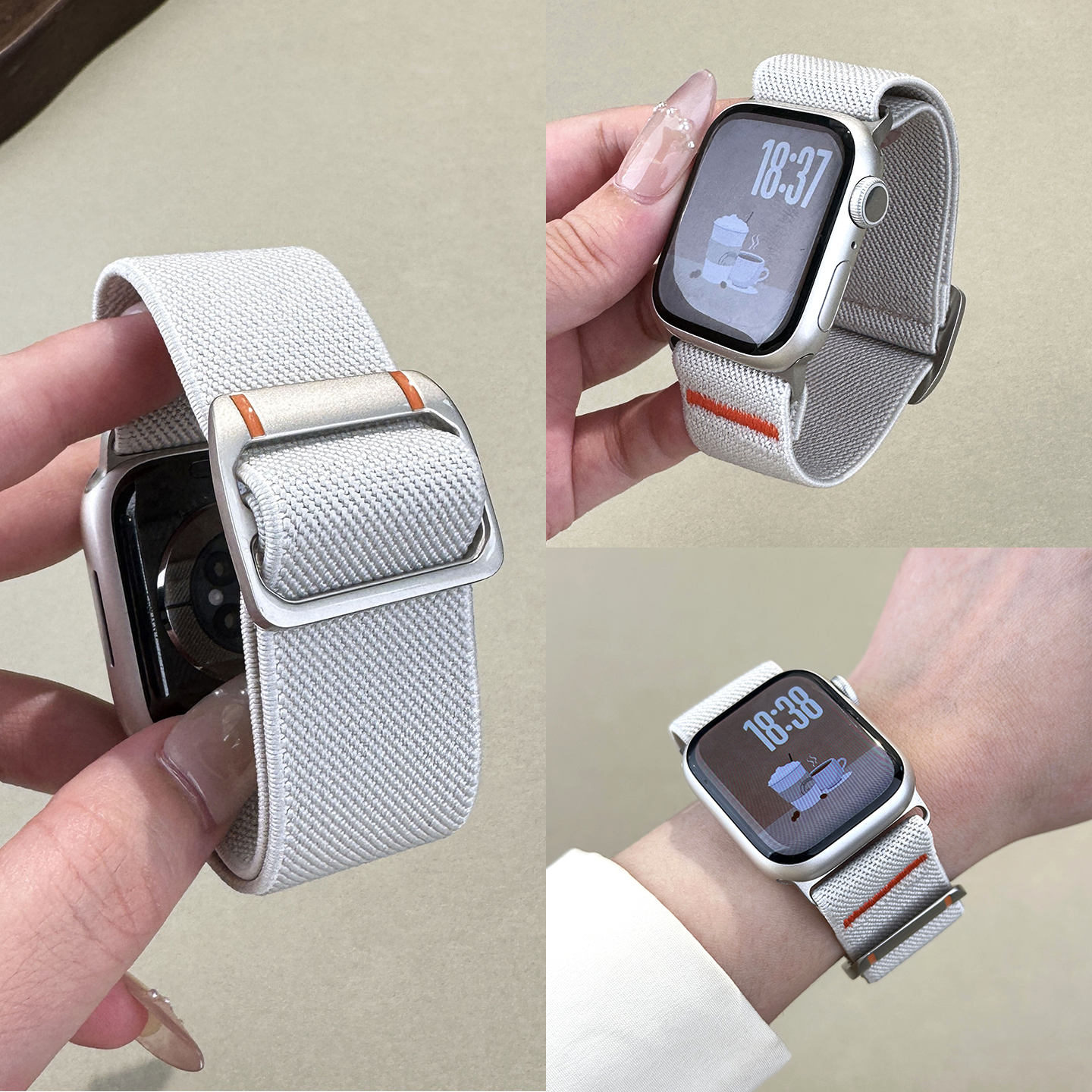 适用苹果S10手表iwatch9表带applewatch8弹力尼龙S9新款10编织9磁吸扣S8运动腕带女生S7智能SE高级S6男ultra