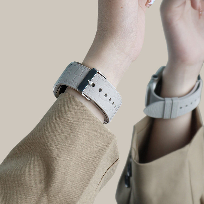 适用iwatchs8/s9/s10苹果s11手表表带applewatch11荔纹硅胶运动表带秋冬新款小众ultra个性男女se2代9创意10