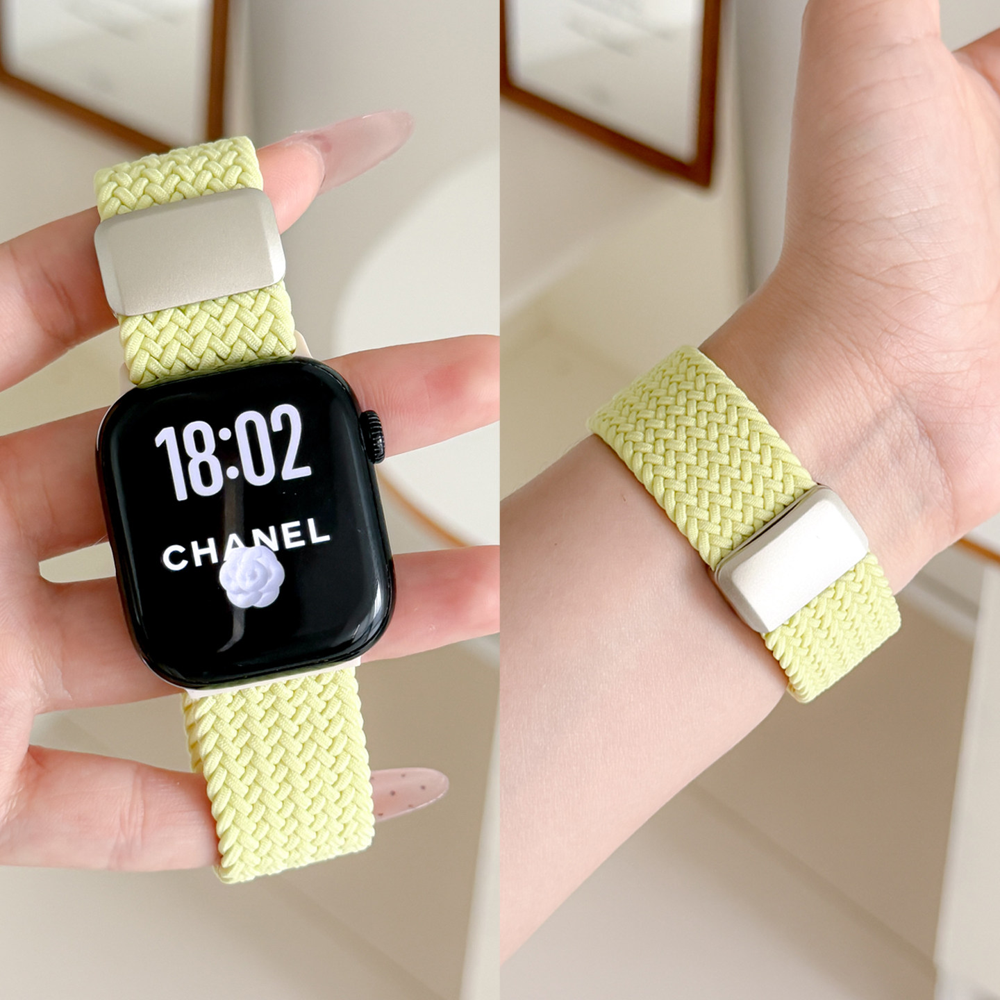 适用applewatch10表带S11苹果手表iwatch9磁吸编织S10男女se运动创意S8/7/6高级尼龙SE腕带ultra3/2细款表带