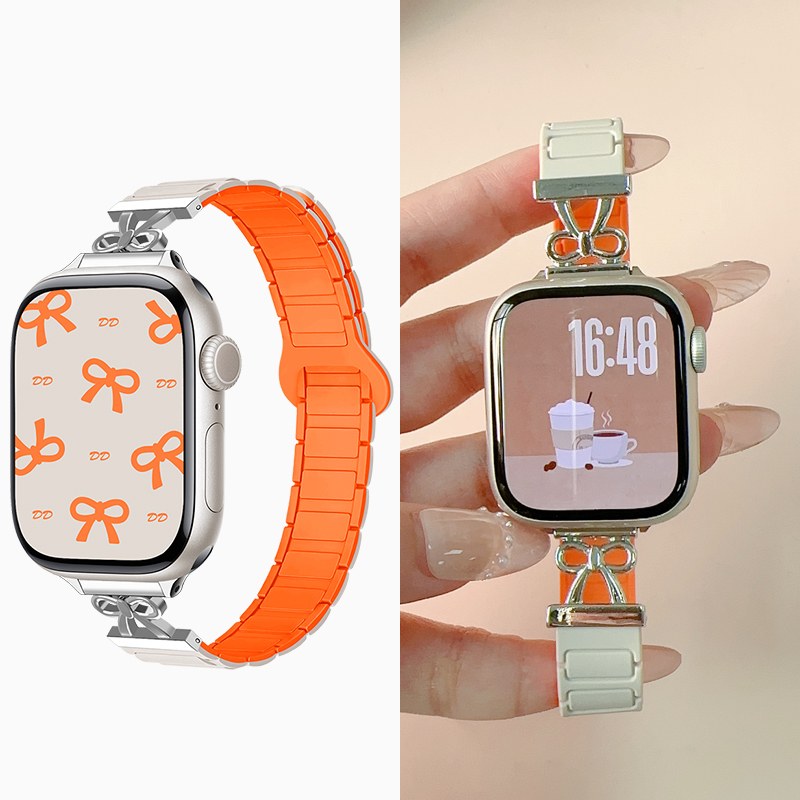适用iwatch蝴蝶结小蛮腰磁吸表带