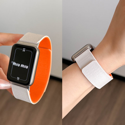 适用小米手环9pro表带8Pro手表腕带7皮纹硅胶磁吸秋冬智能运动七八九代红米Watch5替换带6男新款高级透气女生