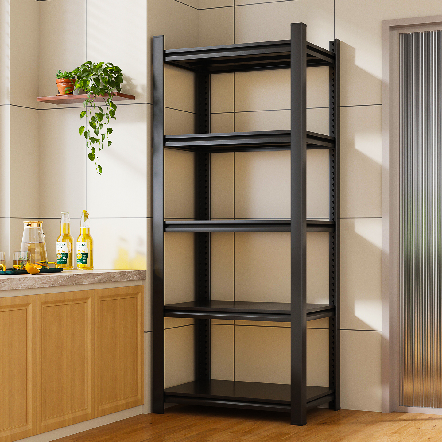 厨房多功能置物架落地多层电饭煲微波炉收纳架家用钢制储物铁架子