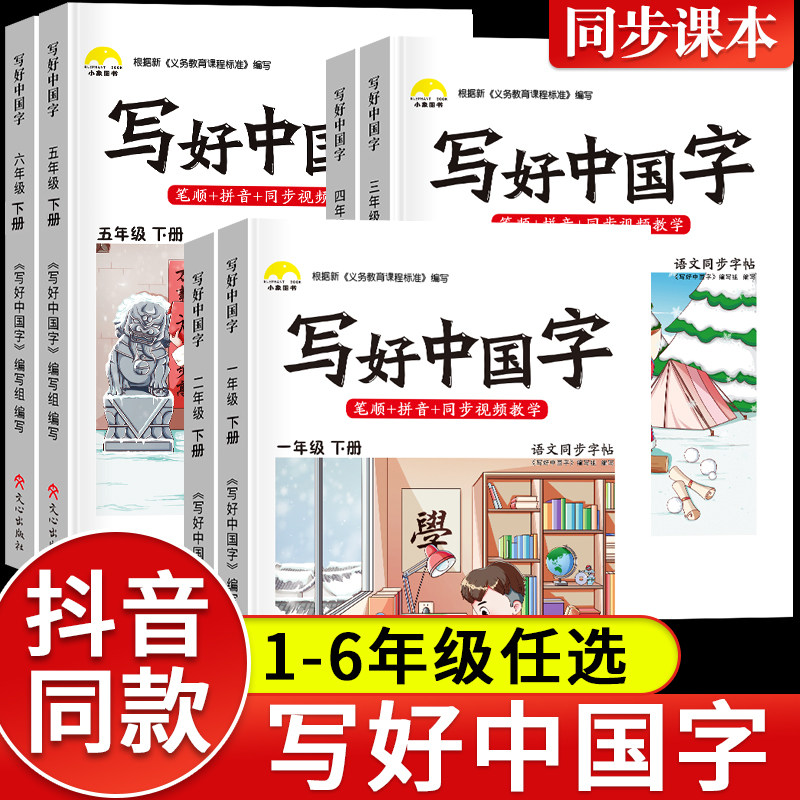 抖音同款小学生写好中国字正楷临摹儿童硬笔楷书一年级二年级三四上册下册同步练字帖课课练控笔训练五六年级人教版语文练习下字帖