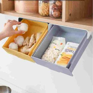 桌下隐形抽屉式桌面收纳盒办公文具置物架书桌工位隐藏神器彩色小