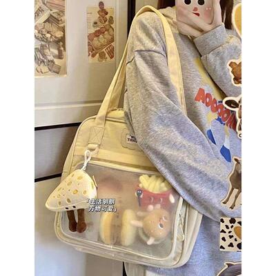 托特包分层甜点时光 托特包女大学生上课通勤大容量帆布单肩包夏