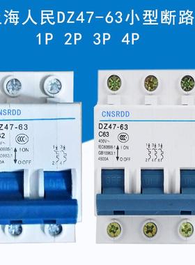 上海人民DZ47-63单双匹2P4PC16C20C32C63A小型断路器家用空气开关